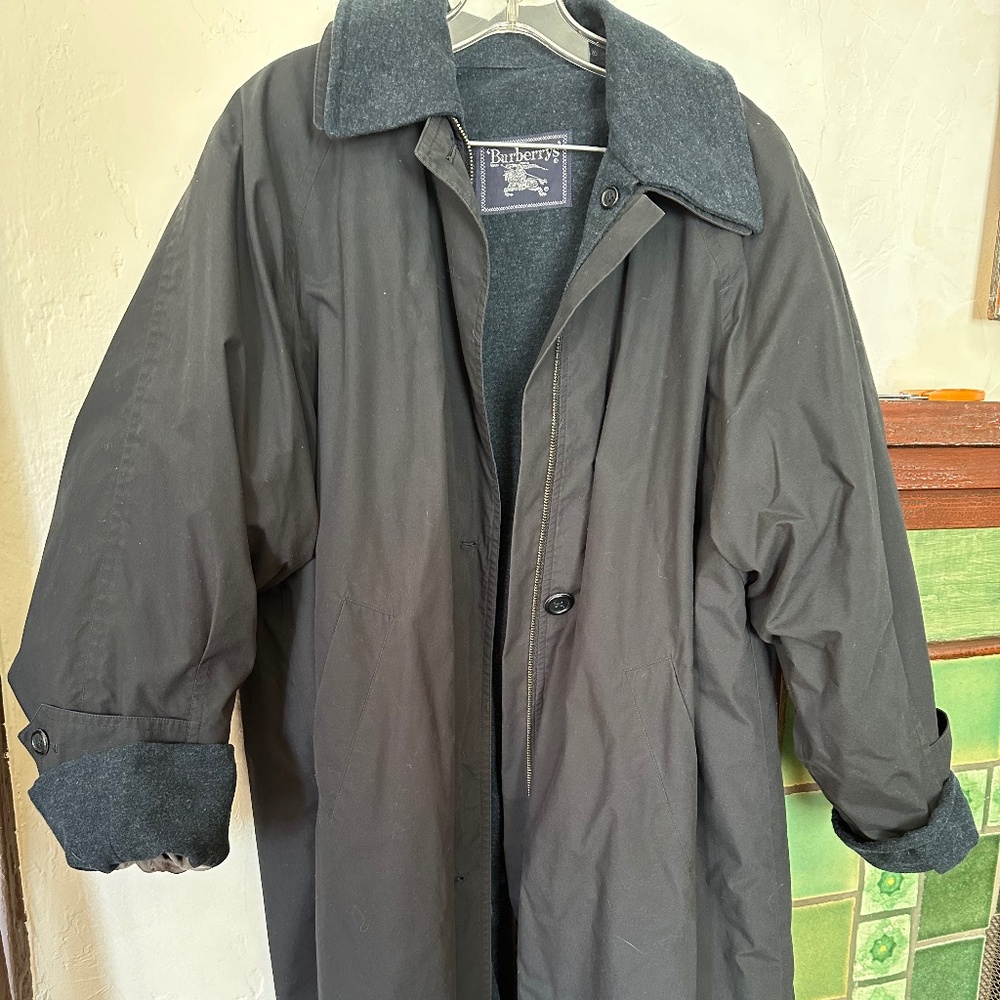 Black Burberry trench coat with detachable lining